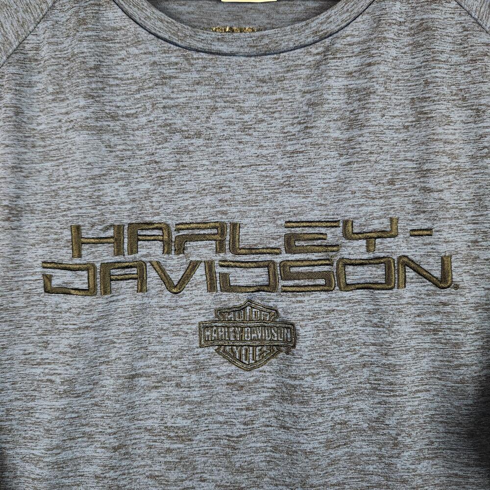 Harley Davidson Shirt Mens XL Blue Long Sleeve Embroidered Logo Beach House NC